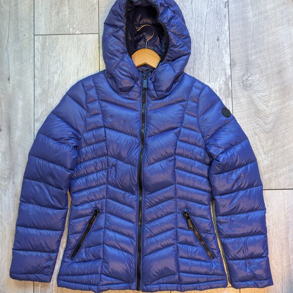 MINT CONDITION Calvin Klein Blue Lightweight Down Puffer Jacket w/ Hood | Size M - Picture 5 of 13